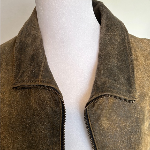 WILSONS MAXIMA BROWN DISTRESSED ZIP LEATHER JACKET SZ S - Picture 2 of 16